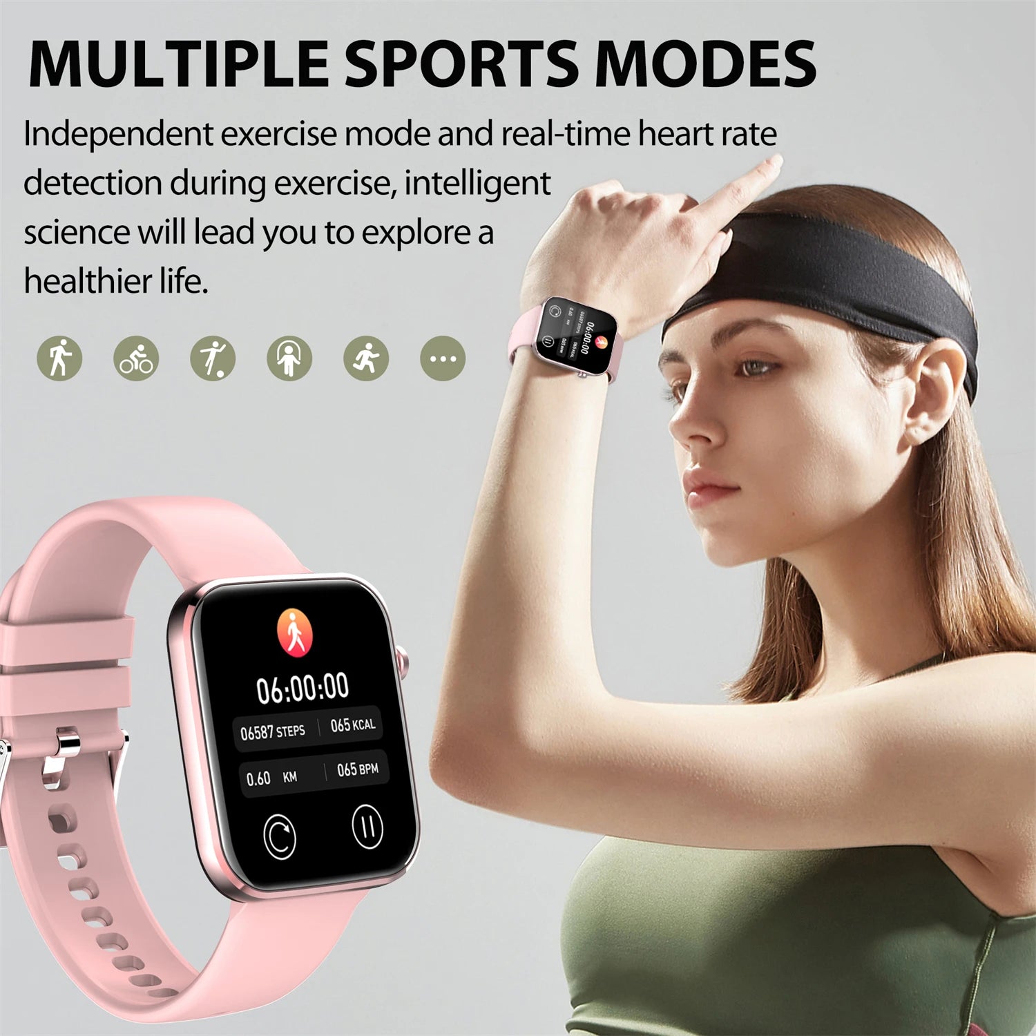 Smartwatch 1.69" Fitness Uhr mit Info & IP67 Schutz