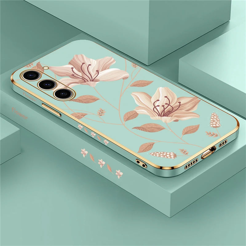 Silikon Hülle für Samsung Galaxy S24 Blumen Muster