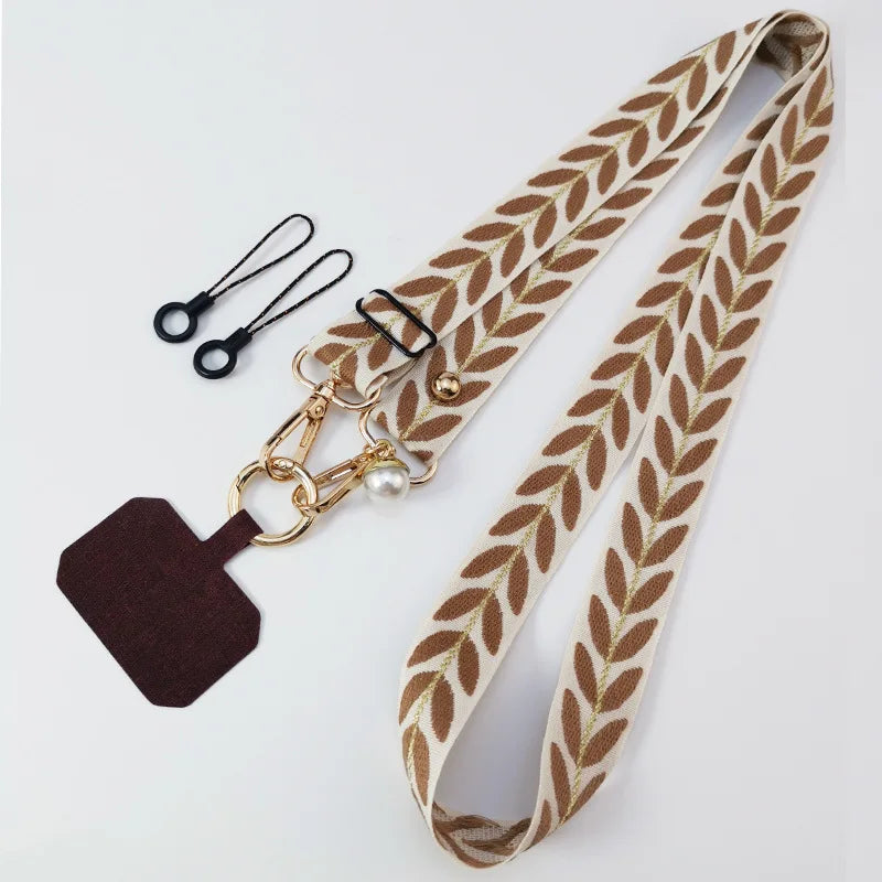 Verstellbares Blatt-Handy-Lanyard mit Perlen