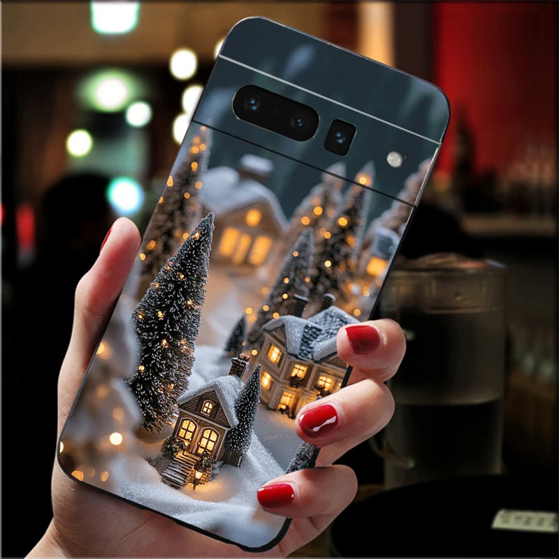 Weiche Weihnachtsbaumlicht TPU Hülle für Google Pixel 8 9 10 stoßfest flexibel kratzfest passgenau