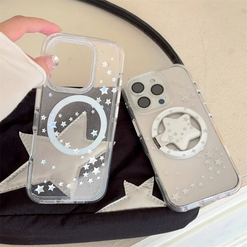 Modische Bling Glitzer Stern Magnet Hülle für iPhone 17 Pro