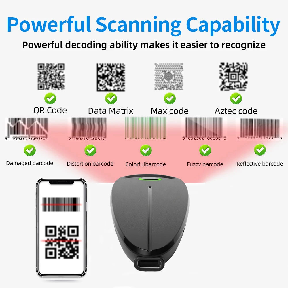 Kabelloser 2D Bluetooth Barcode Scanner Mini
