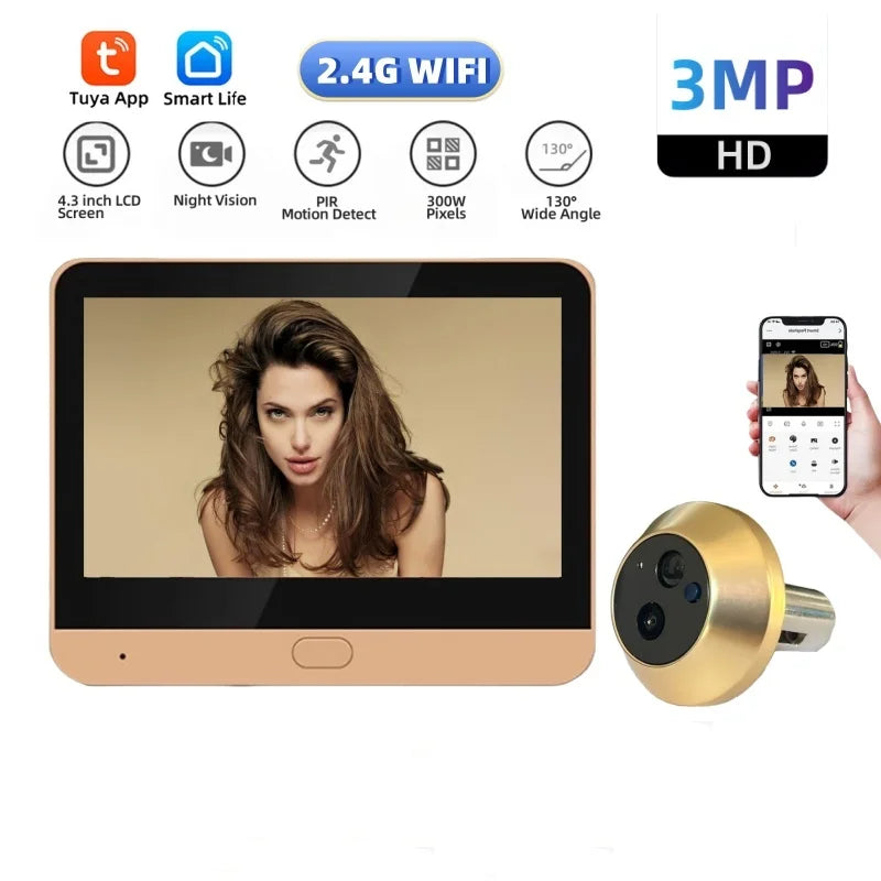 Smart Life WiFi Türspion Kamera 4.3" 3MP Bildschirm