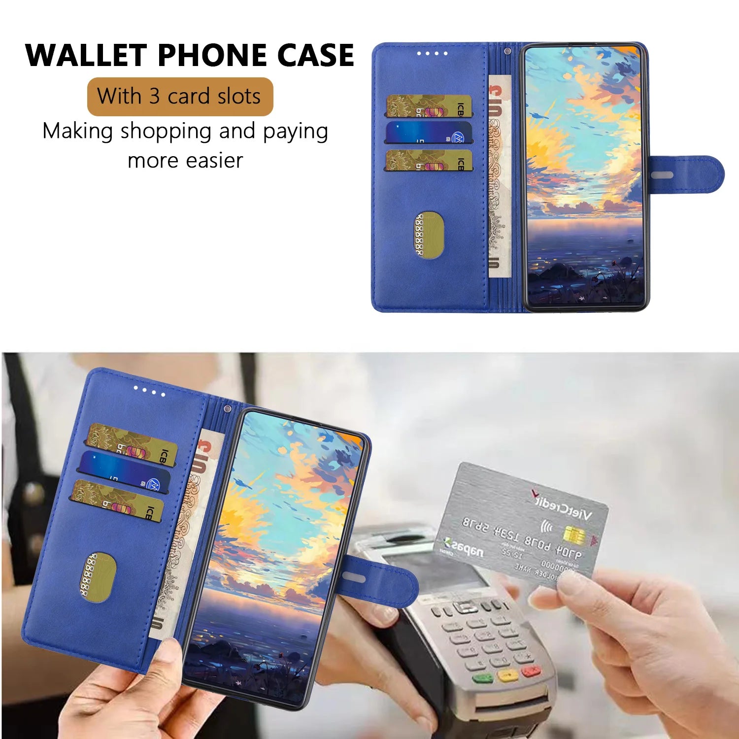 Leder Flip Brieftasche Hülle für Poco