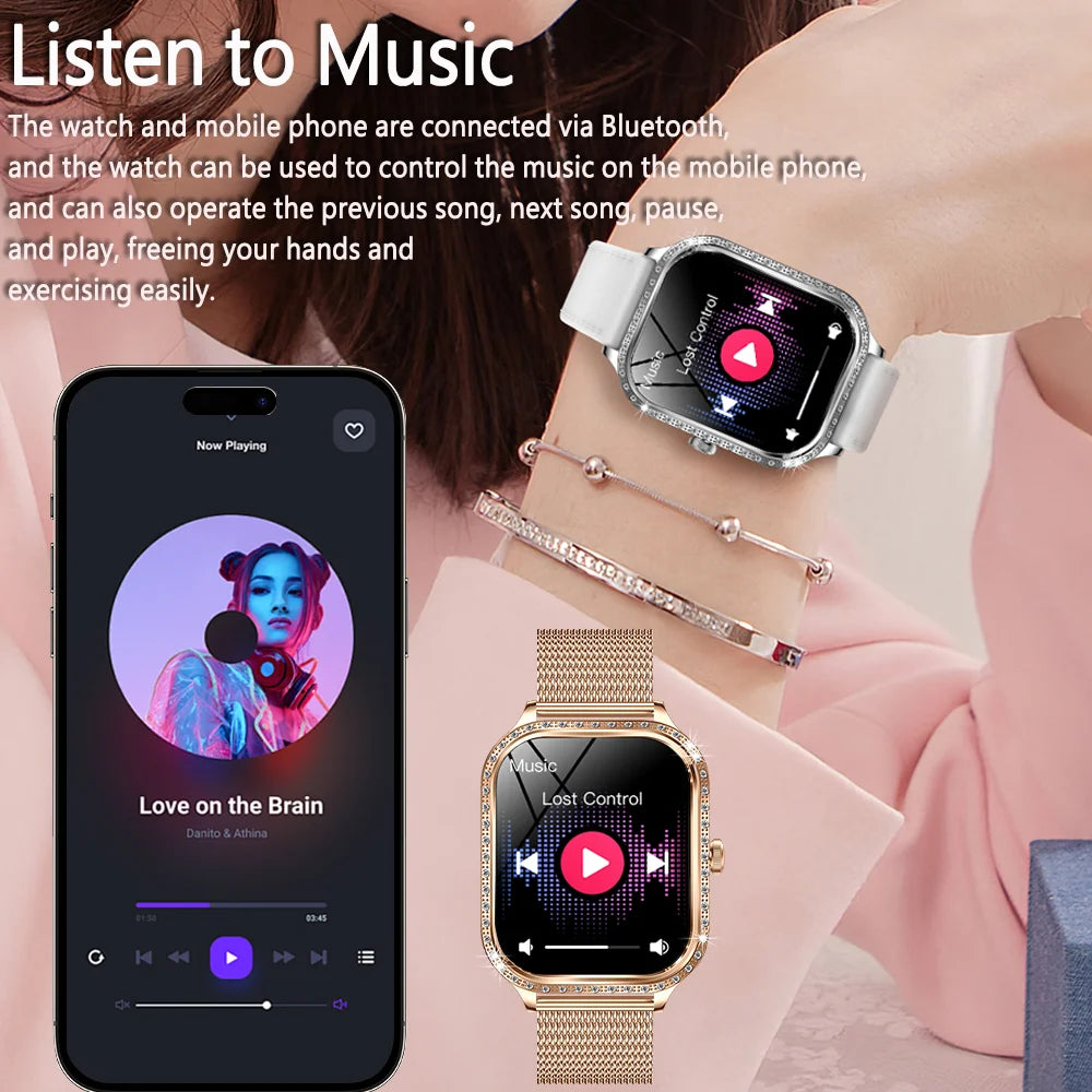 Elegant women's fitness smartwatch with call function