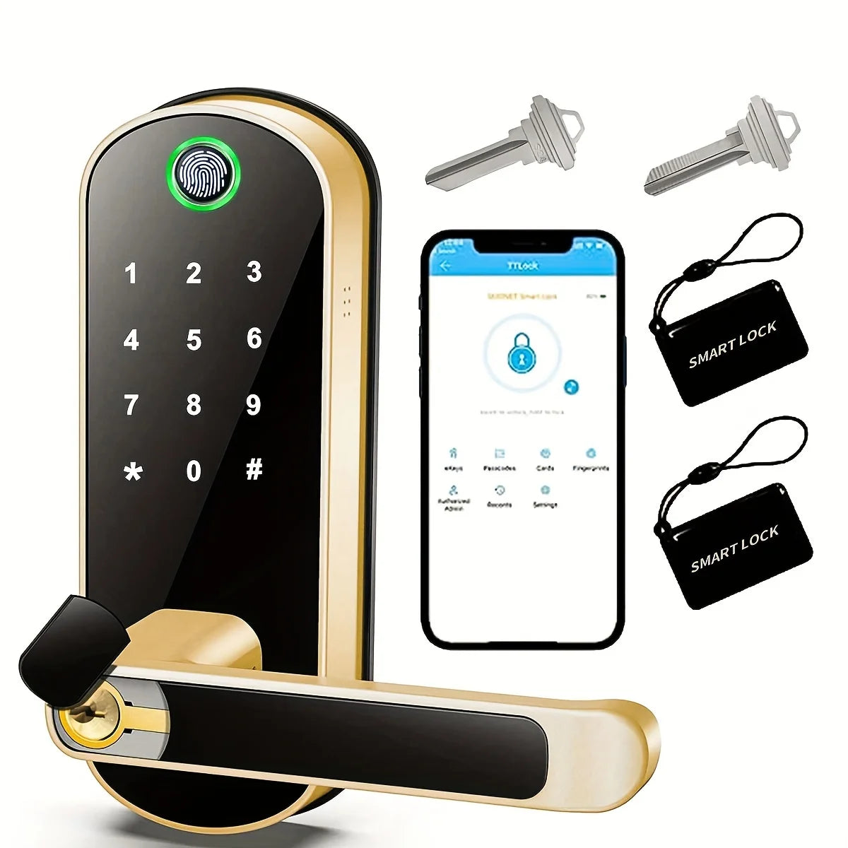 Smarte Fingerprint Türschloss mit App und Touchscreen
