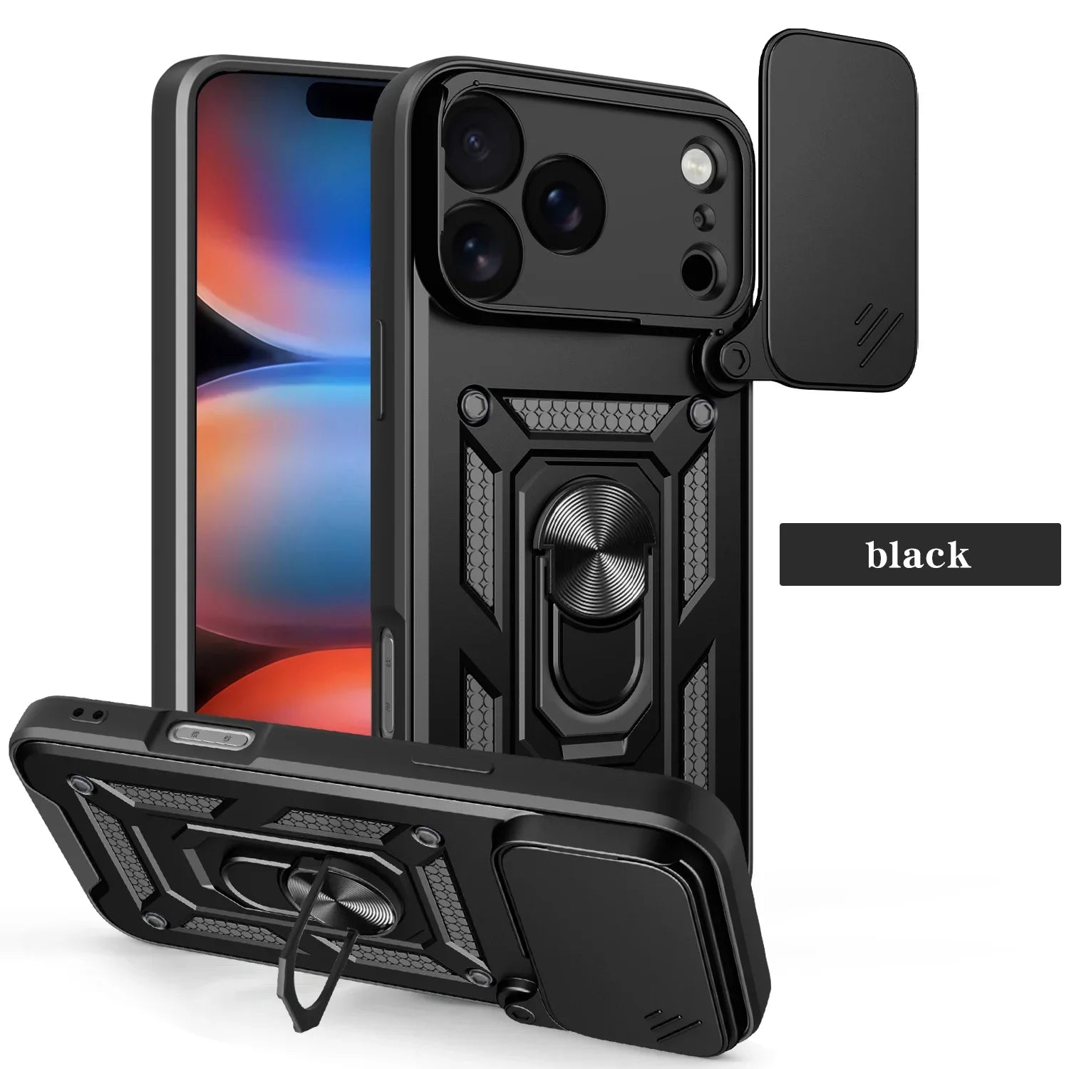 Military-grade protective case with ring for iPhone 17 Pro Max