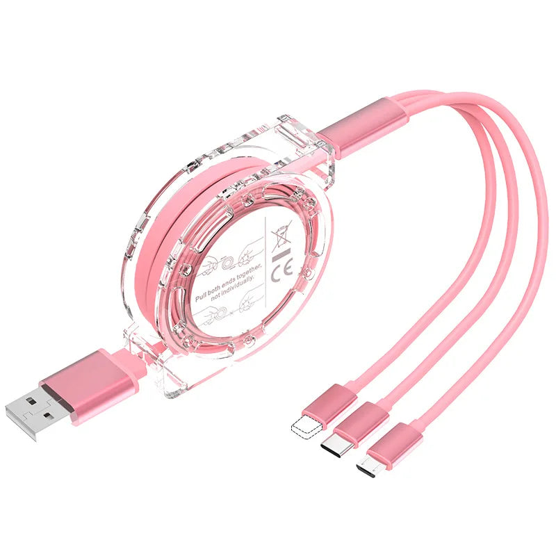 3-in-1 Einziehbares USB-Ladekabel