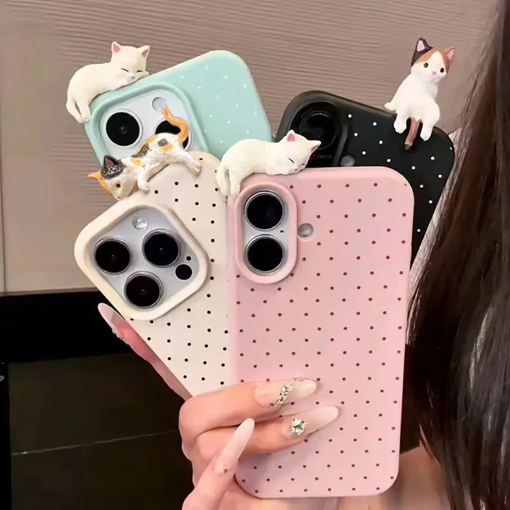 3D Cat Leather Case for iPhone 17 & 16