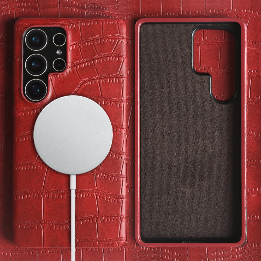 Luxus Leder Magsafe Hülle für Samsung Galaxy