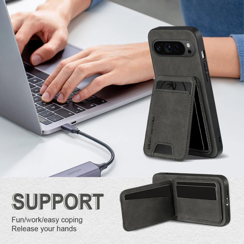 Pixel Hülle mit Kartenfach & Leder-Optik