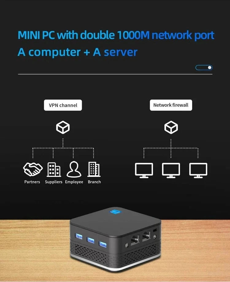 Mini-PC Intel N150 mit 16GB RAM & 512GB SSD WiFi BT