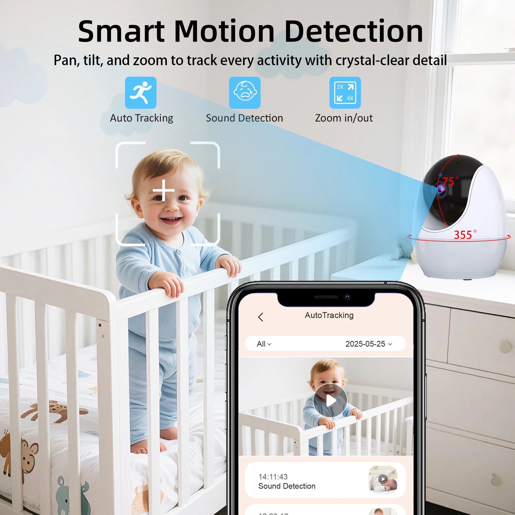 Video Babyphone mit 4.3" Display & Nachtsichtkamera