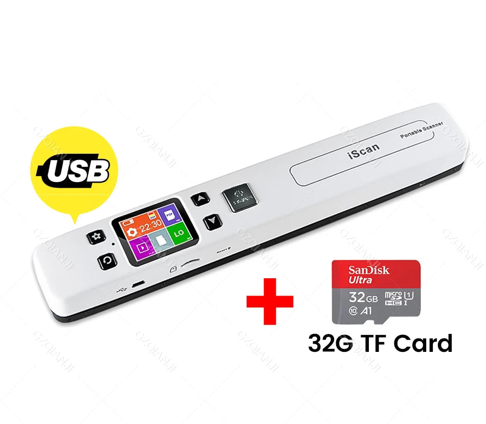 Kabelloser Mini A4 Dokumentenscanner mit TF Karte