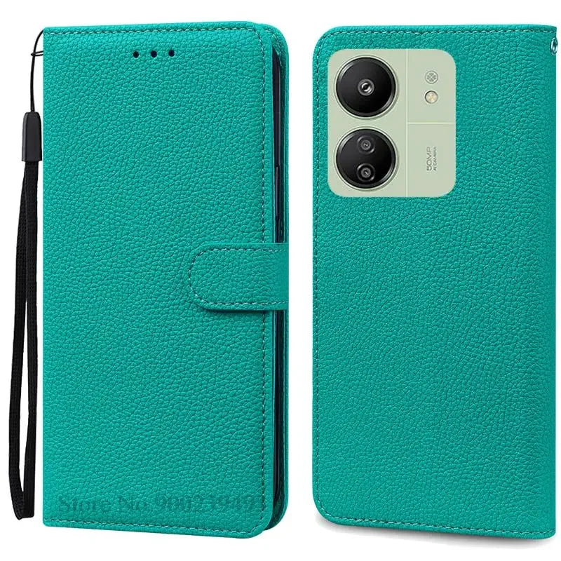 Étui à rabat en cuir pour Redmi 13C