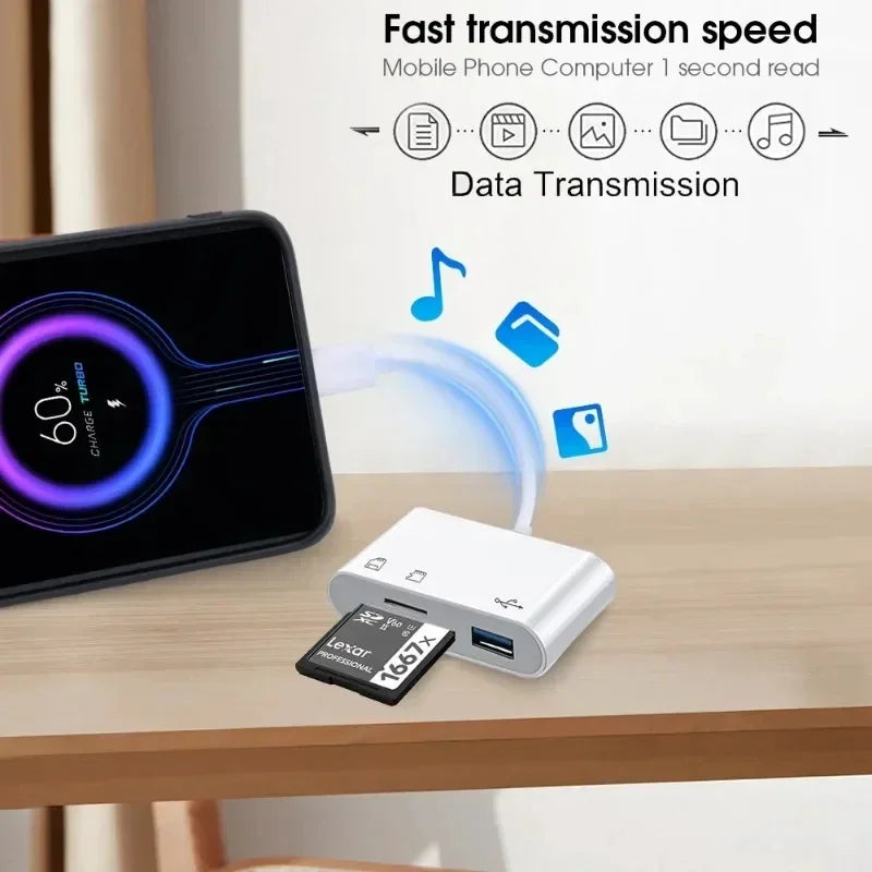 3-in-1 Typ-C SD TF Kartenleser OTG High Speed