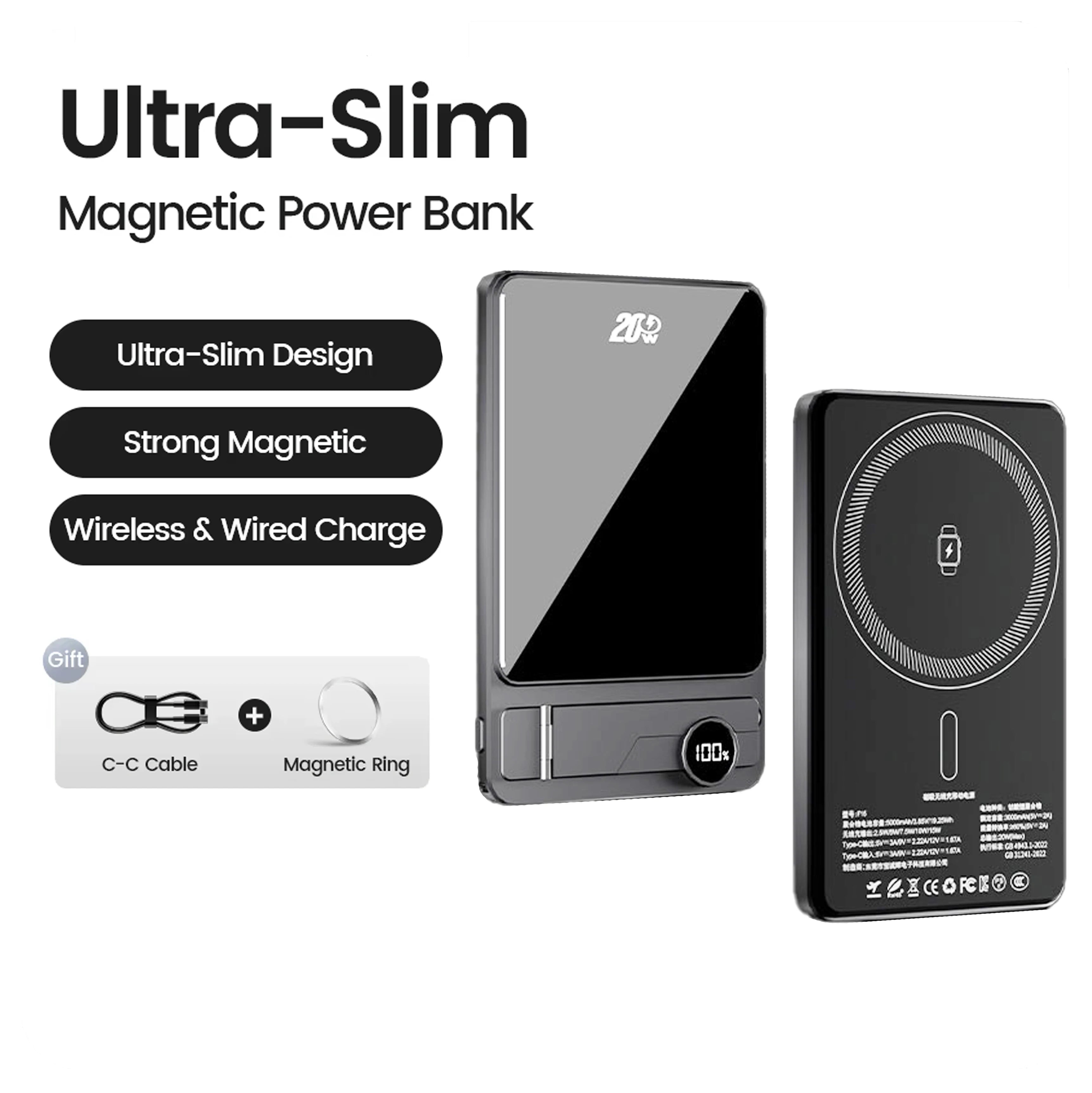 Ultra Slim Powerbank 10000mAh with MagSafe charging function