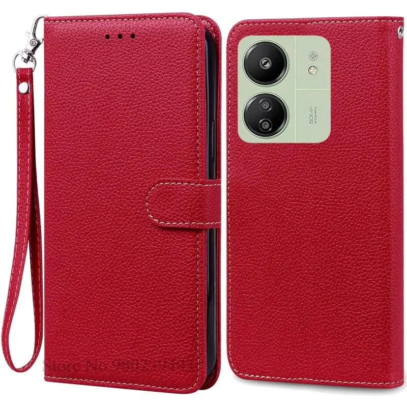 Étui à rabat en cuir pour Redmi 13C