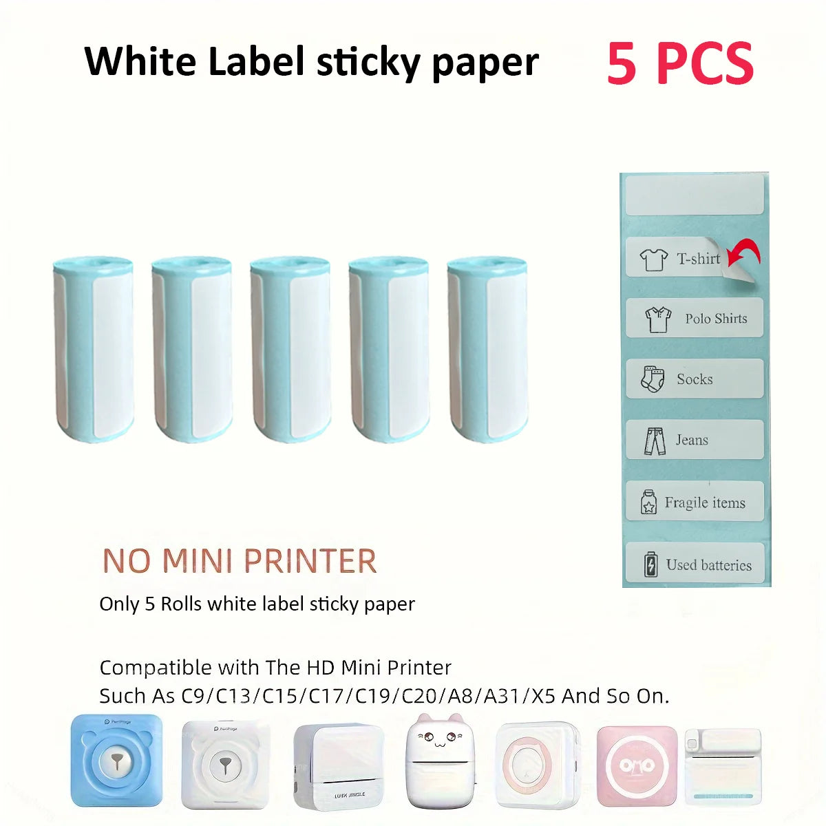 Portable mini thermal printer with Bluetooth, no ink required