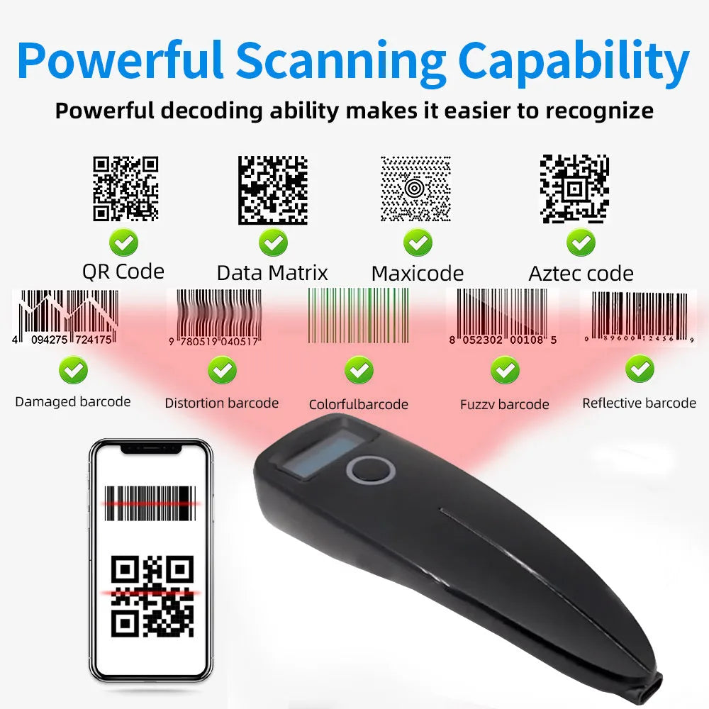 Kompakter 2D Bluetooth Barcode-Scanner für Mobile Zahlung
