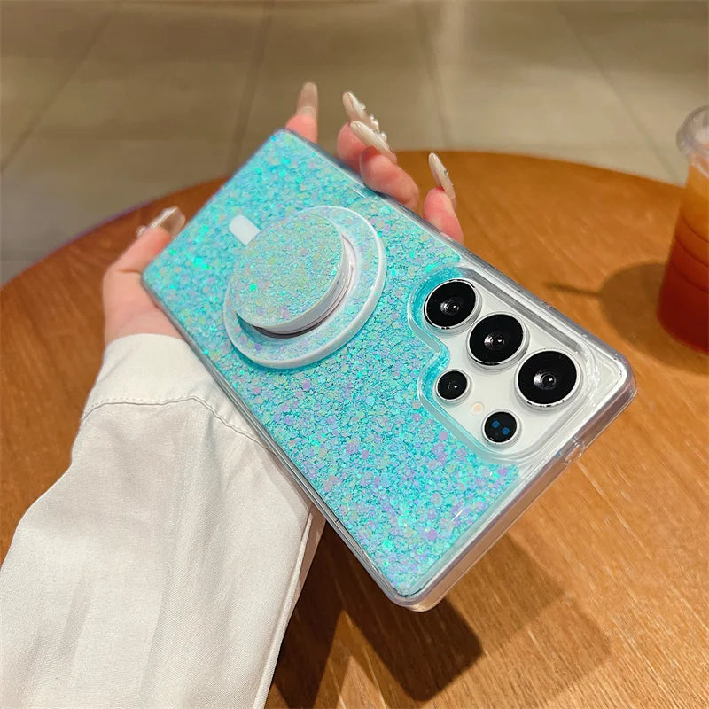 Glitzer Luxus Magnet Hülle für Samsung S25 Ultra