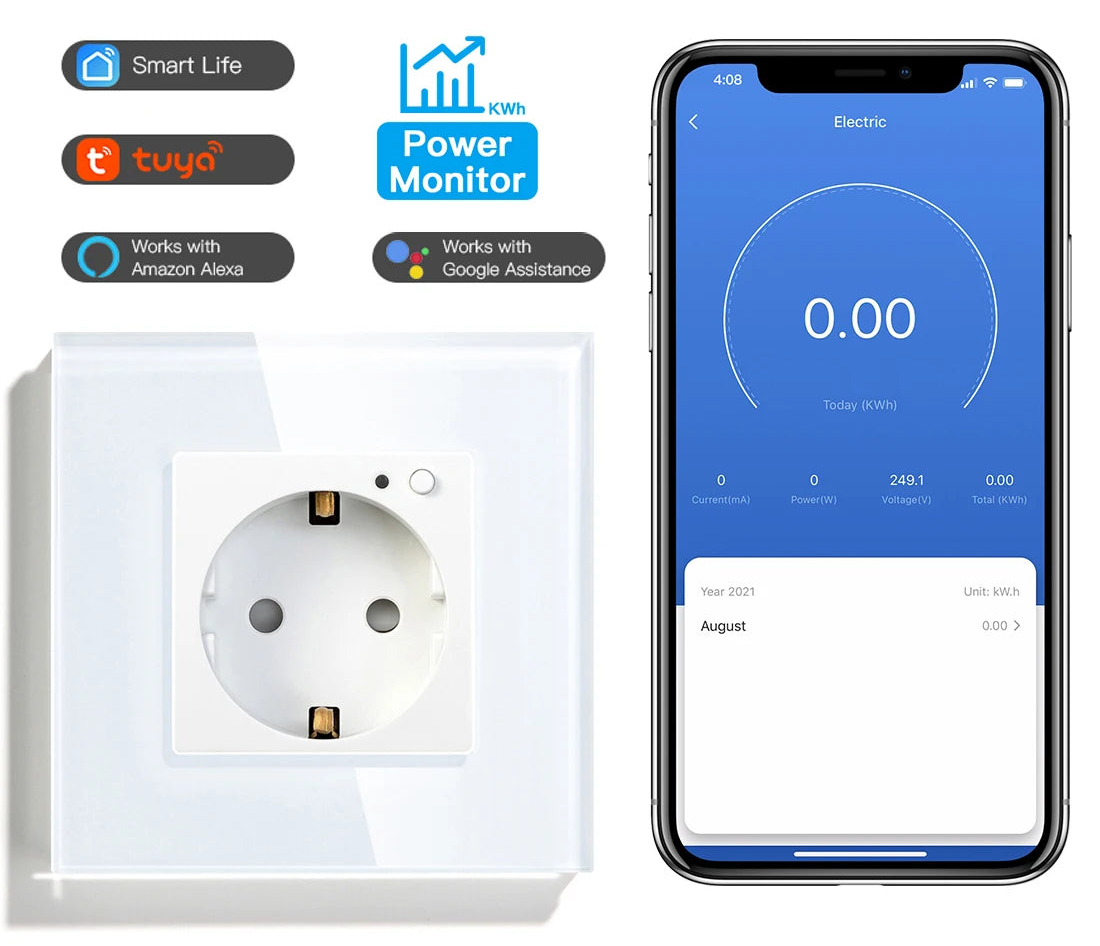 WLAN Smart Steckdose mit Glas Touch Panel & App