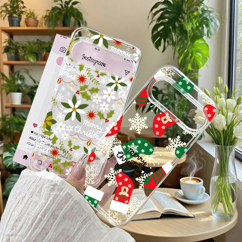 Weiche Weihnachts TPU Hülle für Google Pixel 8 9 und 10 Serie stoßfest flexibel passgenau weihnachtliches Silikon Case mit Schutz vor Kratzern und Staub