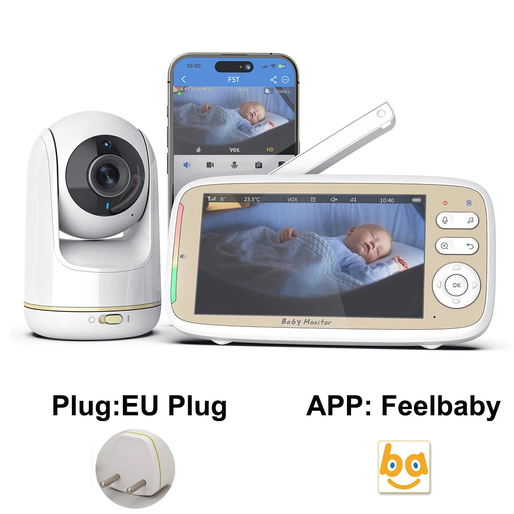 HD 1080P baby monitor with two-way audio, PTZ and temperature monitoring