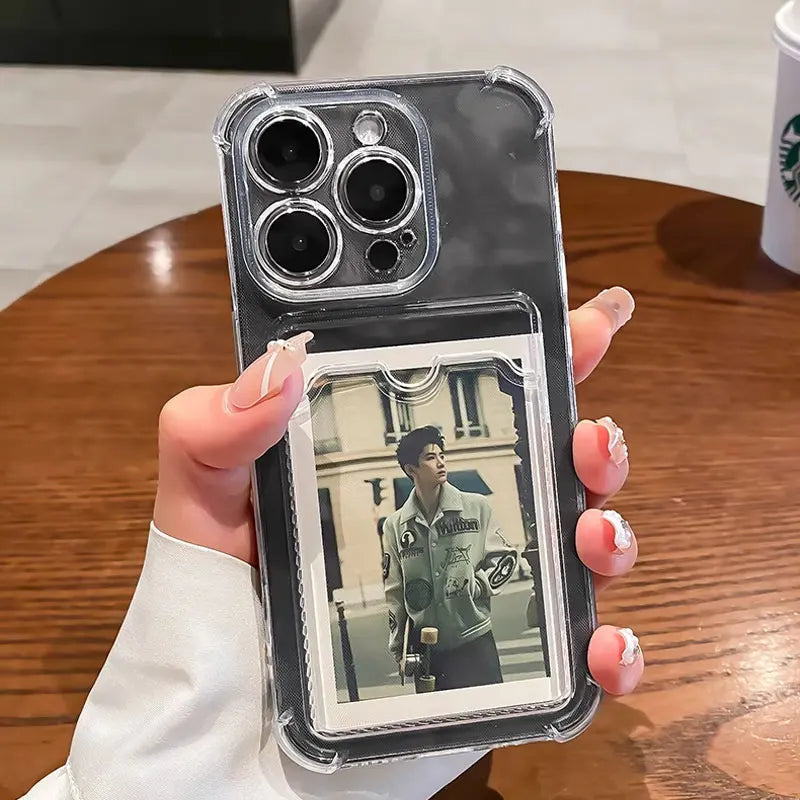 Porte-cartes transparent pour iPhone