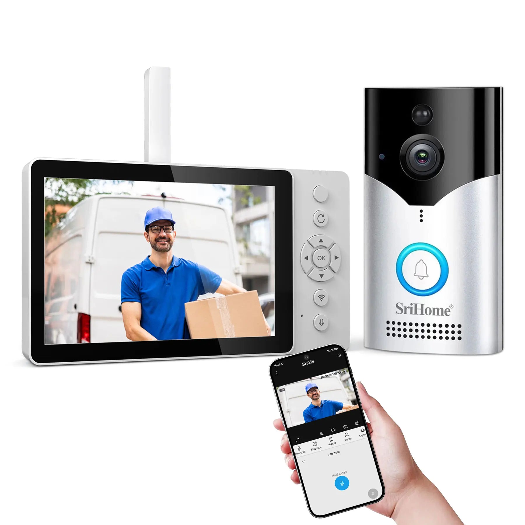 Srihome 5" WIFI Video Türklingel 4MP Weitwinkelkamera