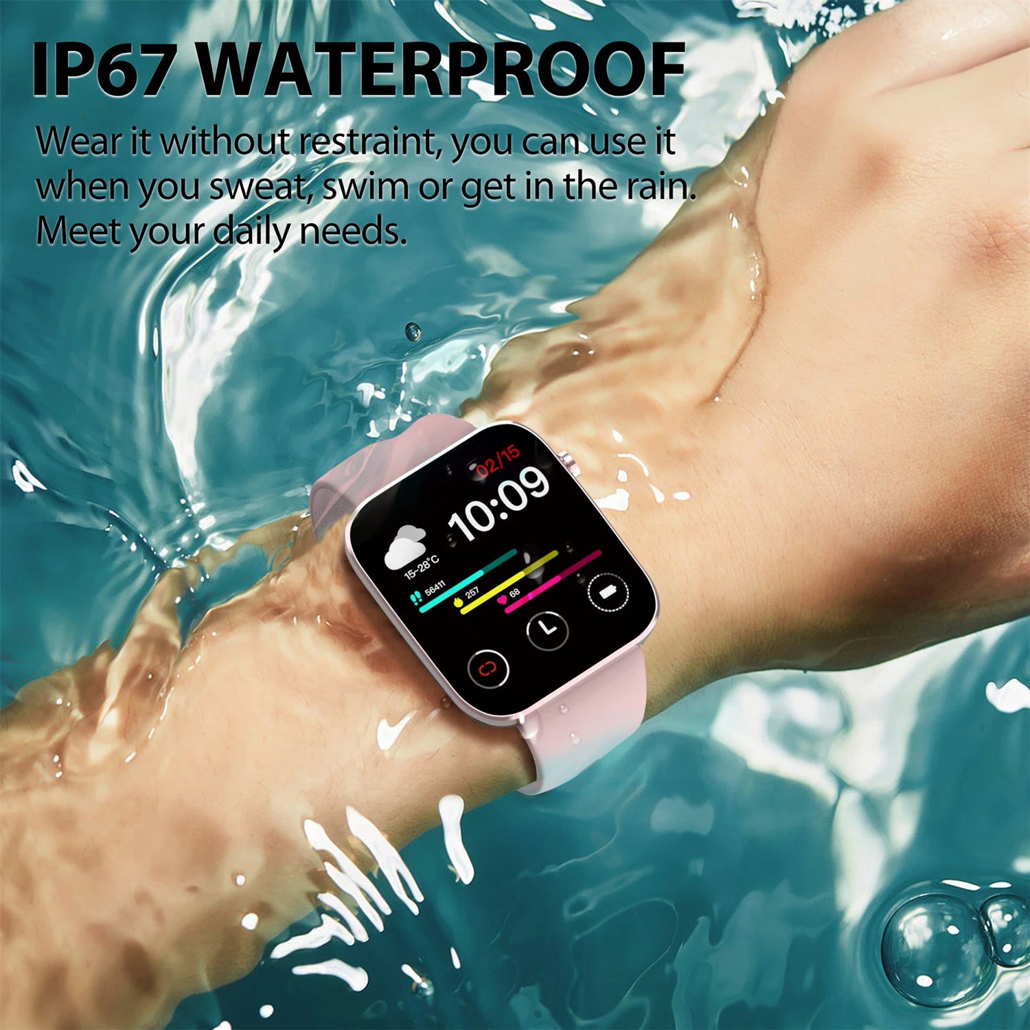 Smartwatch 1.69" Fitness Watch with Info & IP67 Protection