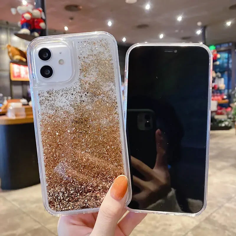Helles Silber Gold Treibsand Hülle für iPhone 17 Pro