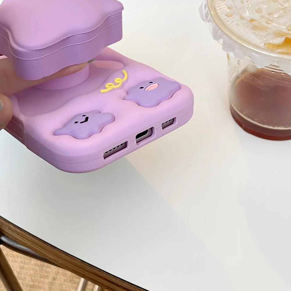 3D Cartoon Mirror Case with Stand for iPhone