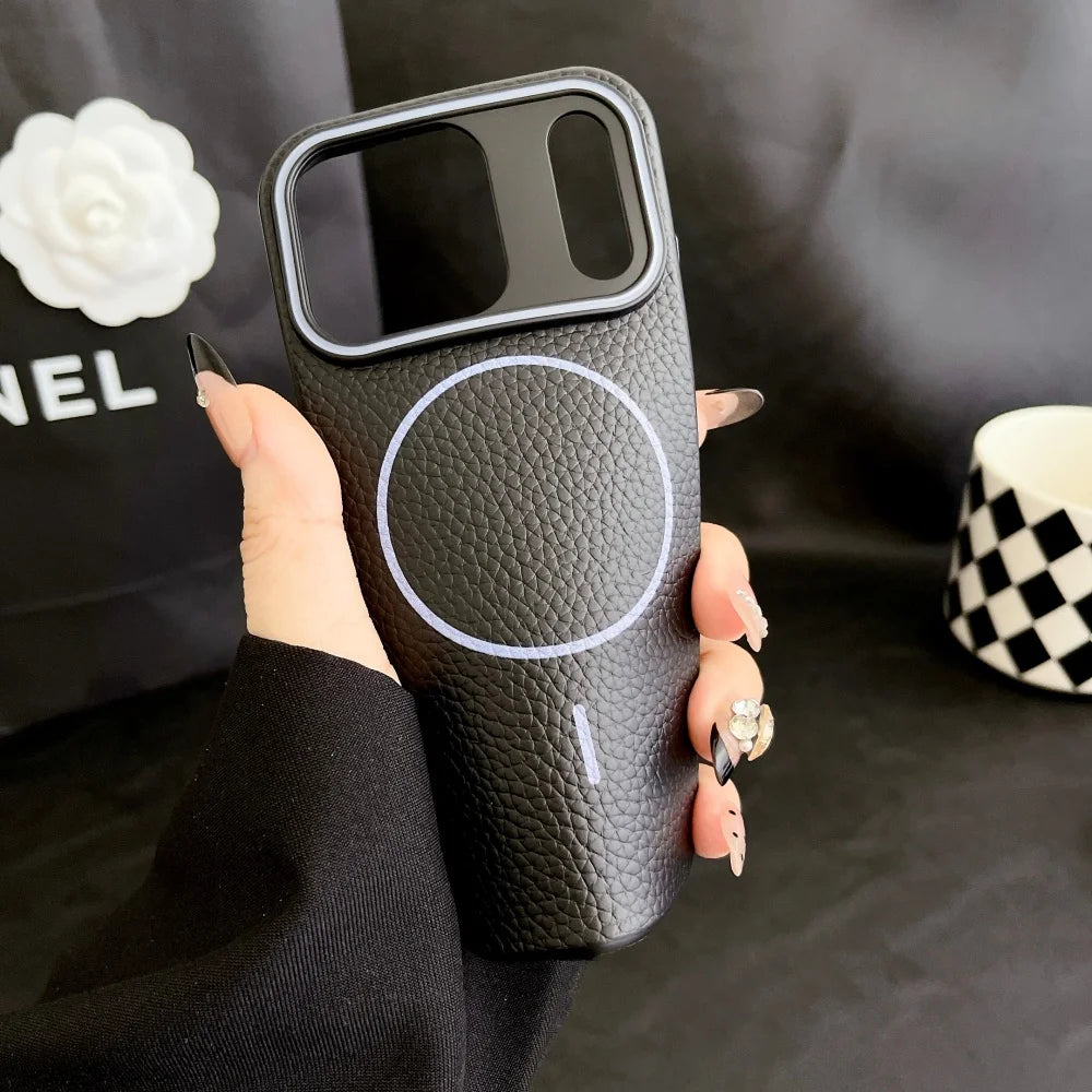 Luxus Leder Magnetische Magsafe Hülle Business TPU