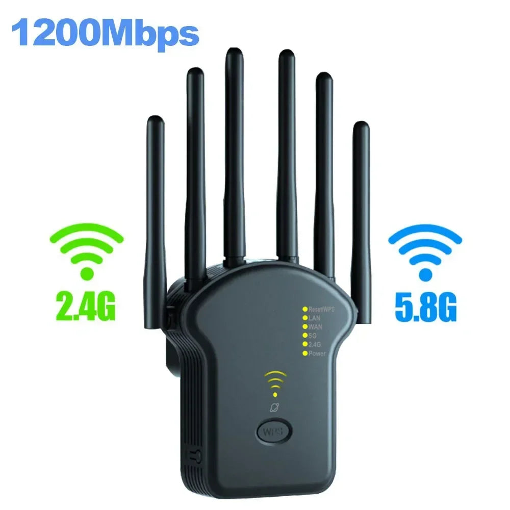 Dualband WLAN Repeater 1200Mbps WiFi Verstärker WPS