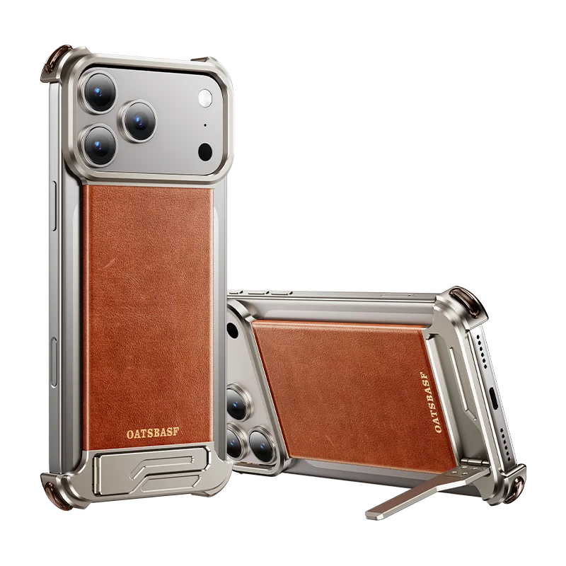 Oatsbasf Lederhülle für iPhone 17 Pro mit Ständer