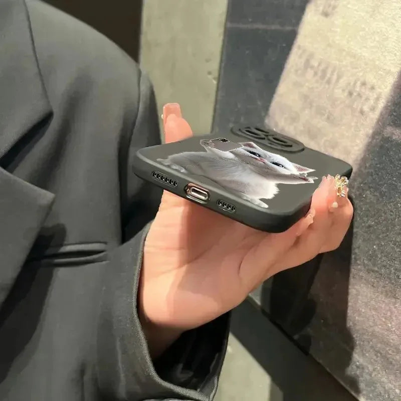 Cute Cat Silicone Phone Case for iPhone, Shockproof Soft Cover