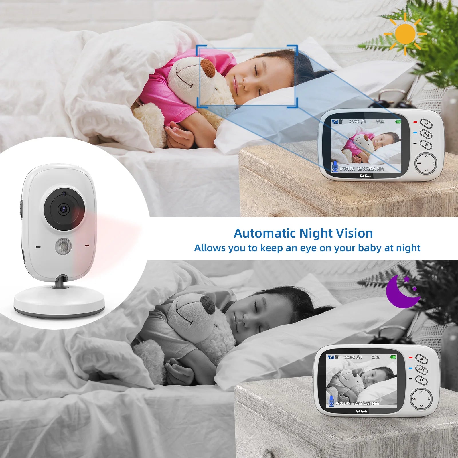 3,2 Zoll Baby Monitor mit Nachtsicht und Intercom