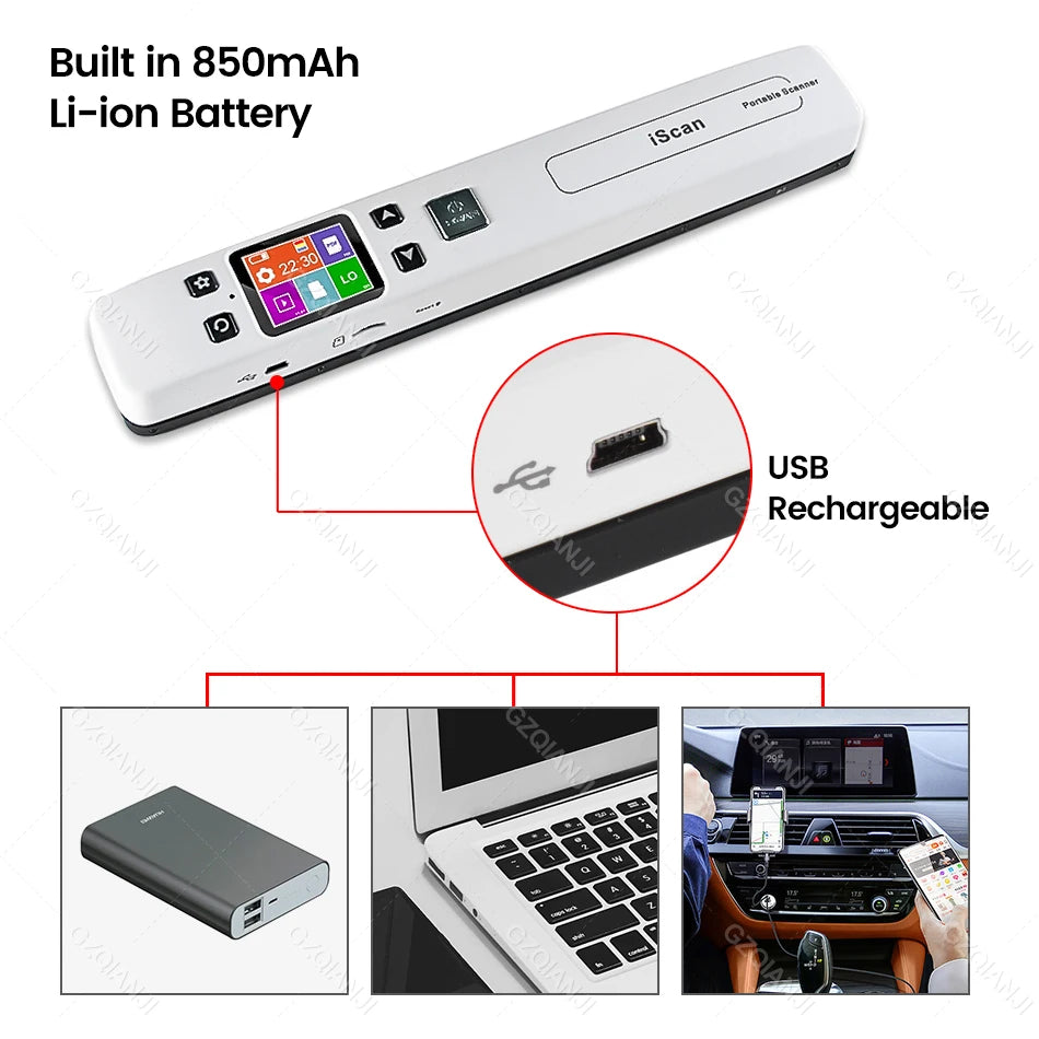 Mobiler A4-HD-Dokumentenscanner mit LED und 1050 DPI