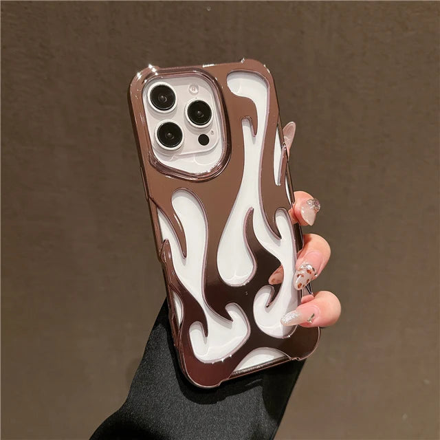 Luxus 3D Flammen Hülle für iPhone 17 Silikon