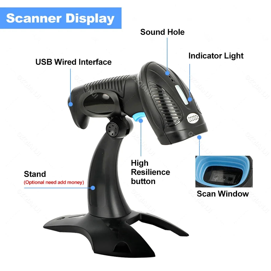 2D QR Barcode Scanner USB WLAN Bluetooth Handgerät