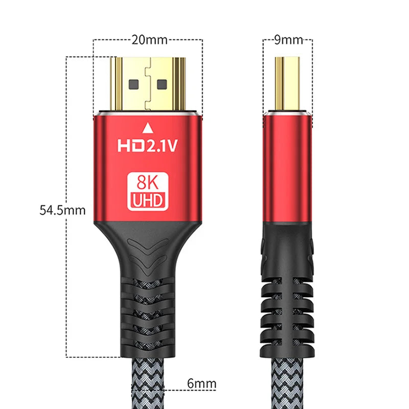 48Gbps HDMI 2.1 Kabel 8K 60Hz 4K 120Hz HDR 3D 1-5m