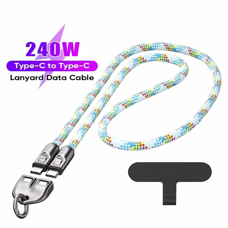 USB-C Lanyard Kabel 240W mit Umhängeband für Smartphones