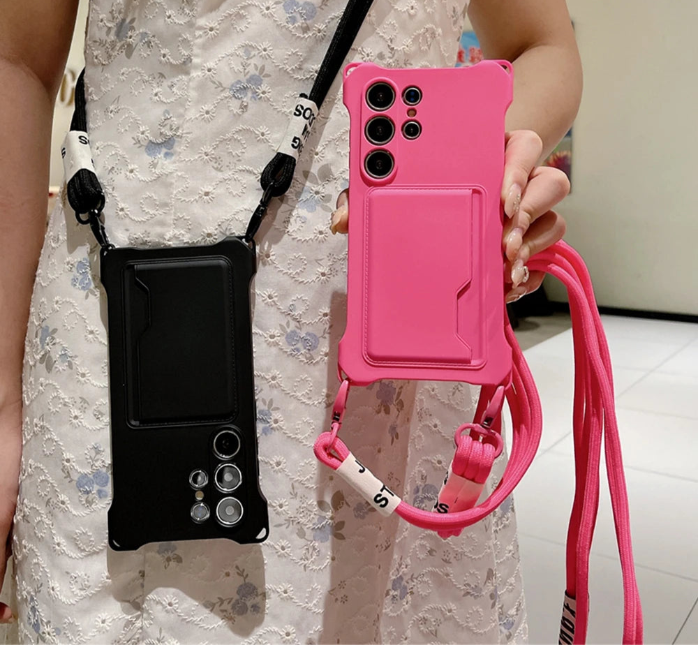 Luxus Crossbody Kartenhülle für Samsung Galaxy S25–S22