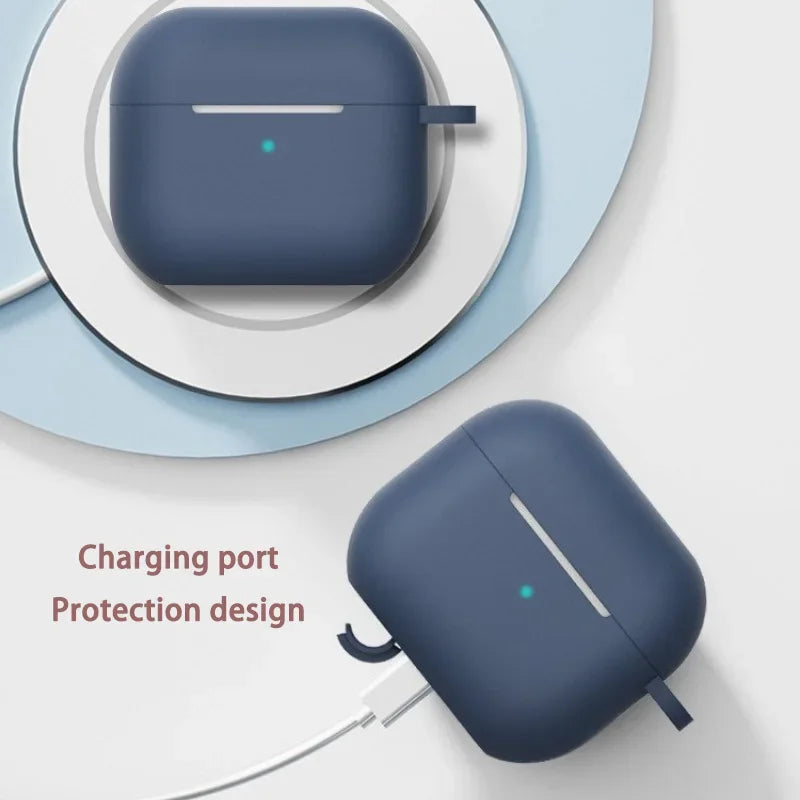 Silicone protective case with buckle for AirPods series