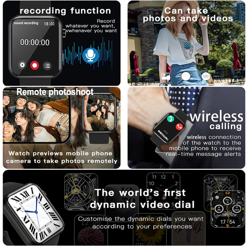 Smartwatch 2025 mit Kamera, Fitness & Anruf-Funktion