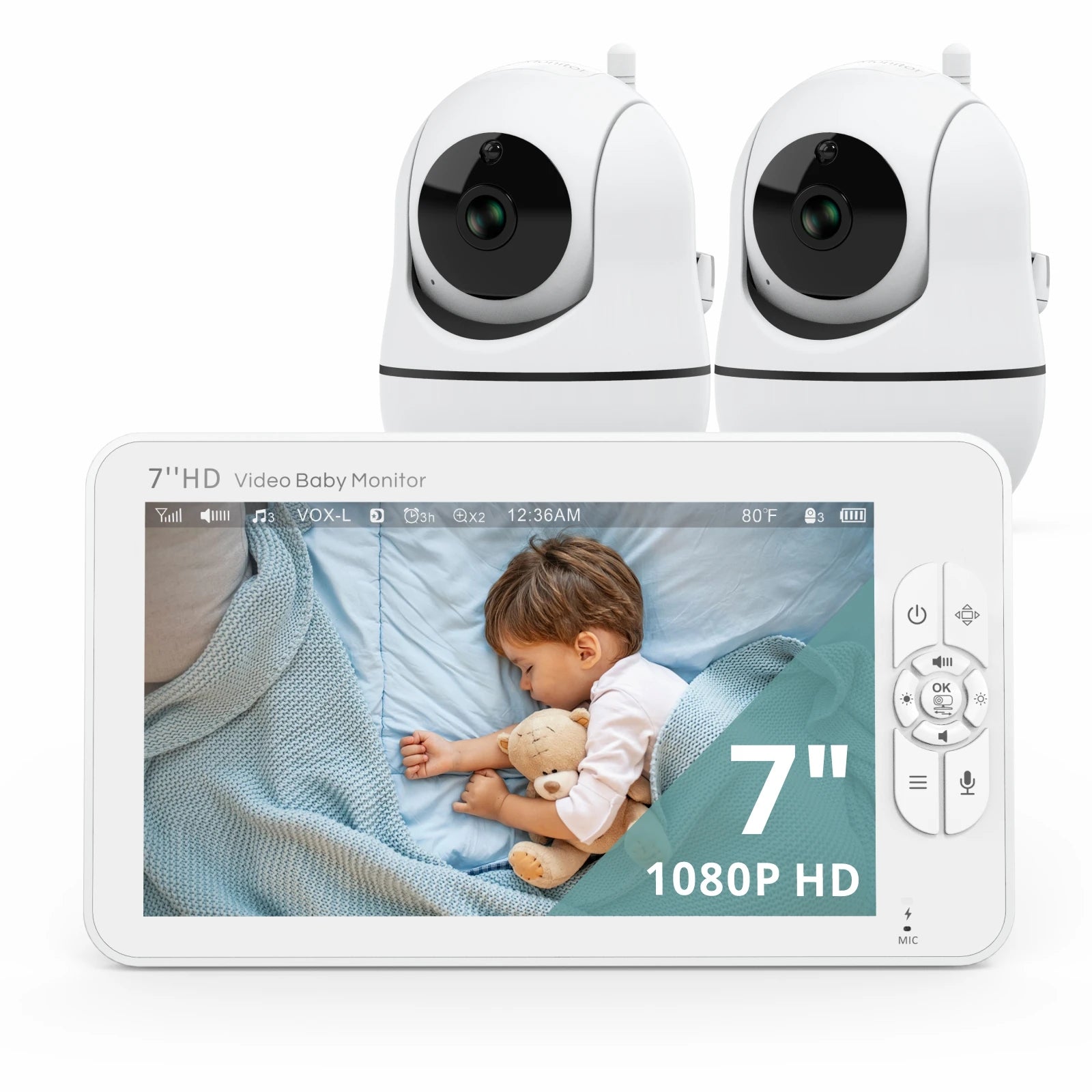 7 Zoll HD Babyphone Split Screen mit Fernsteuerung