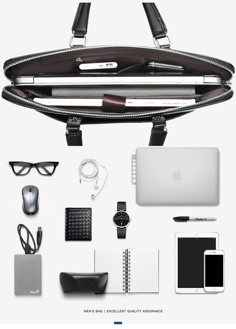 Marken Leder Aktentasche Herren 15,6 Zoll