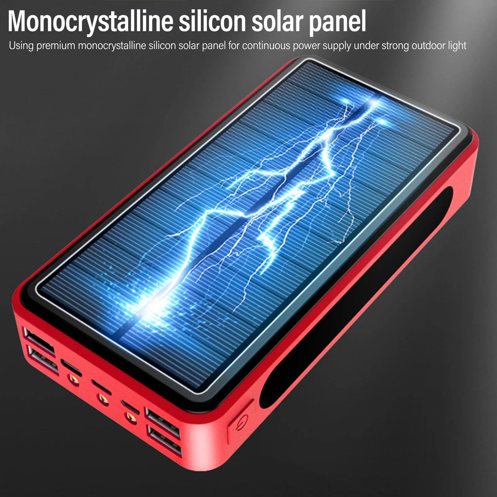 Solar power bank 50,000 mAh with LED & USB aluminum case