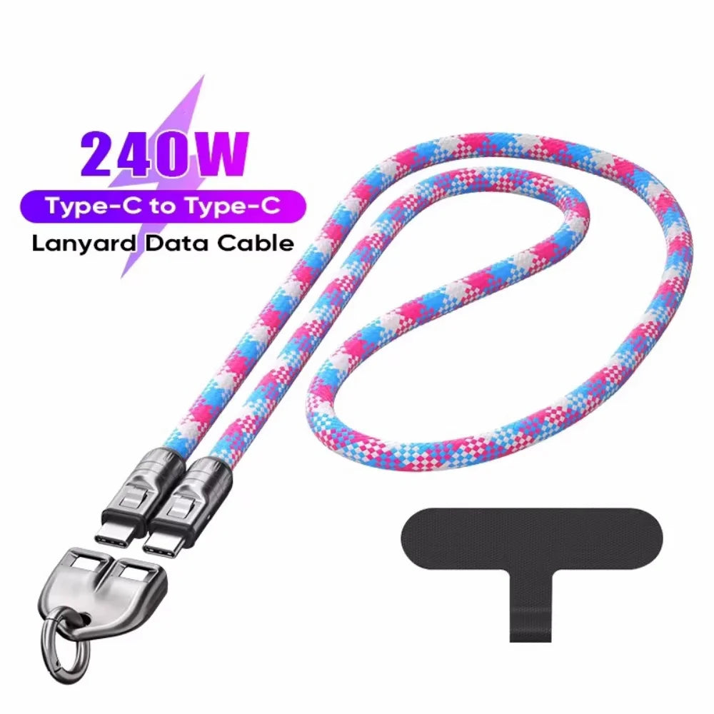 USB-C Lanyard Kabel 240W mit Umhängeband für Smartphones